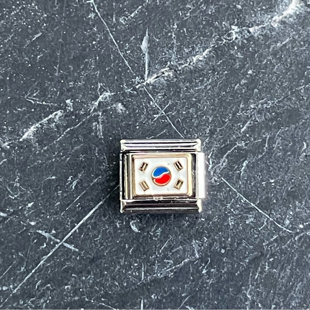 Zoppini Stainless steel and gold Charm with South Korean Flag